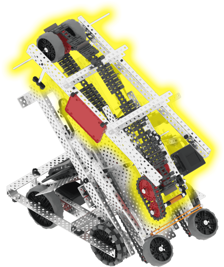 Image of the Dex VEX V5 Hero Bot's conveyor motor, showcasing its configuration for bringing Blocks up the coveyor.
