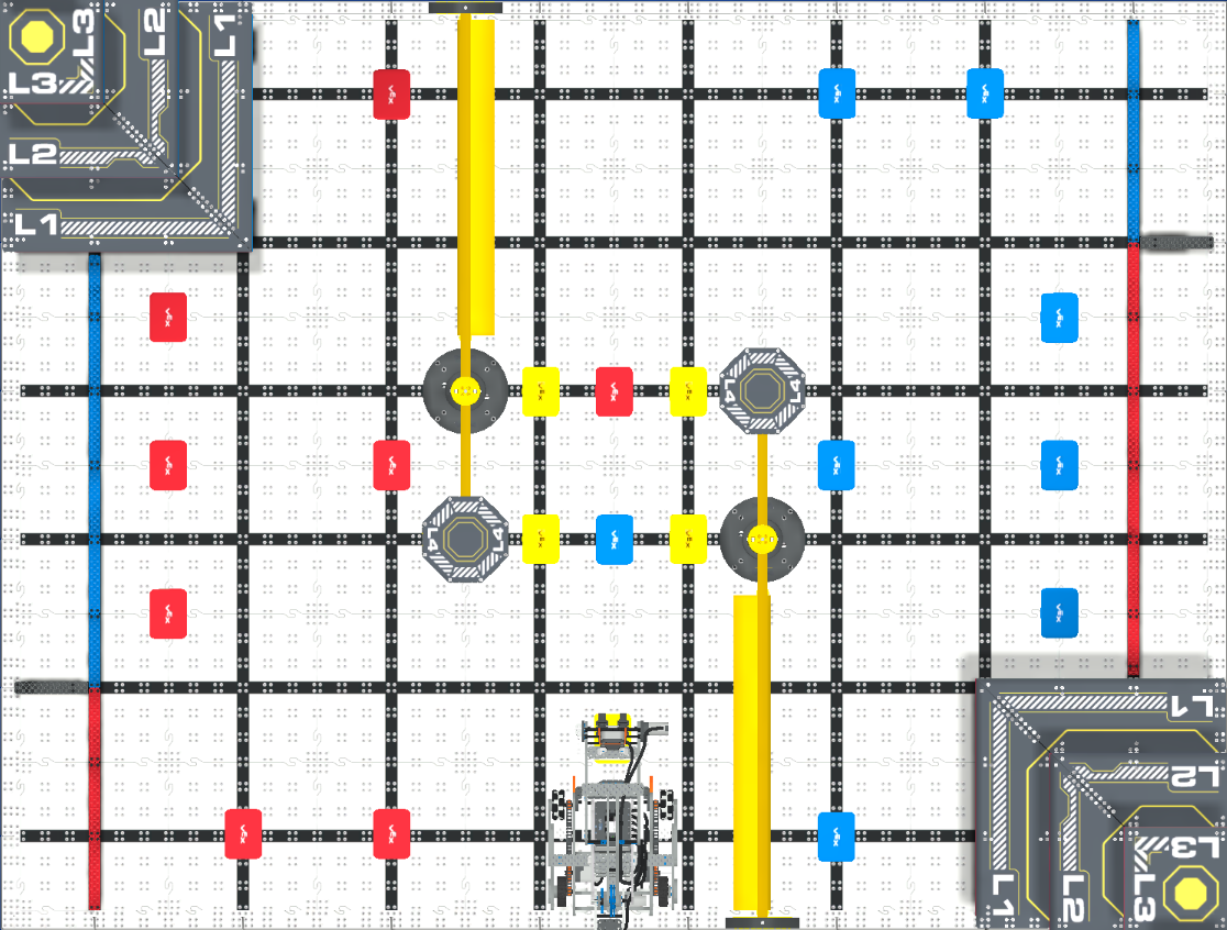 Top-down view of the IQ 26-27 Level Up field layout.