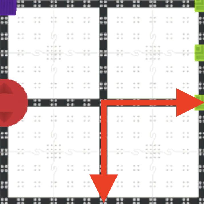 Diagram of the VIQRC Virtual Skills Full Volume Playground field layout with game elements and starting configurations.