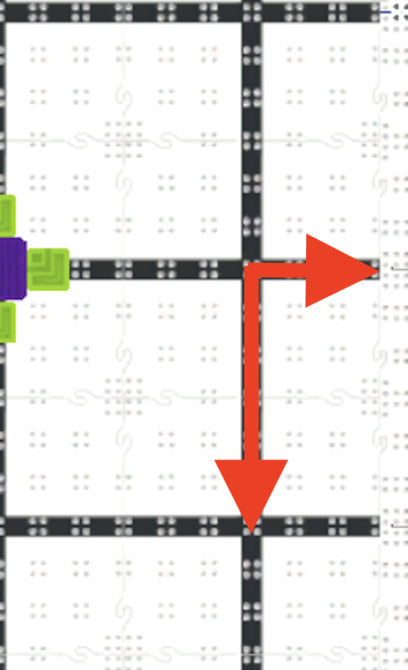 Diagram of the VIQRC Virtual Skills Full Volume Playground field layout with black square and half-square measurements.