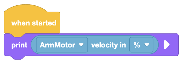 Diagram illustrating motor velocity control in VEXcode VR for robot motion tasks.