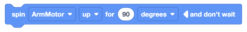 Icon illustrating the Spin for" block in VEXcode VR