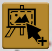 The Art Canvas+ Playground Upload button, showing a mouse cursor hovering over an art easel with a plus sign.
