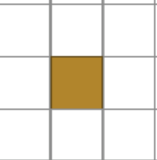 A 3 by 3 grid showing a brown square in the center.