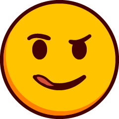 一个微笑、舌头微微伸出、眉毛上扬的表情符号。