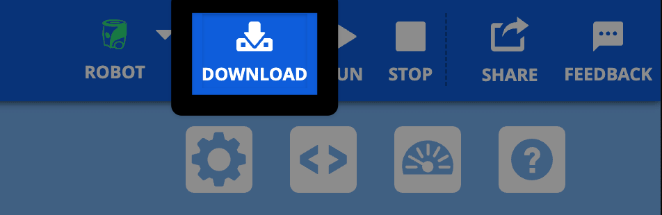 右上角的相同图像，突出显示了“下载”按钮，位于绿色机器人图标的右侧。