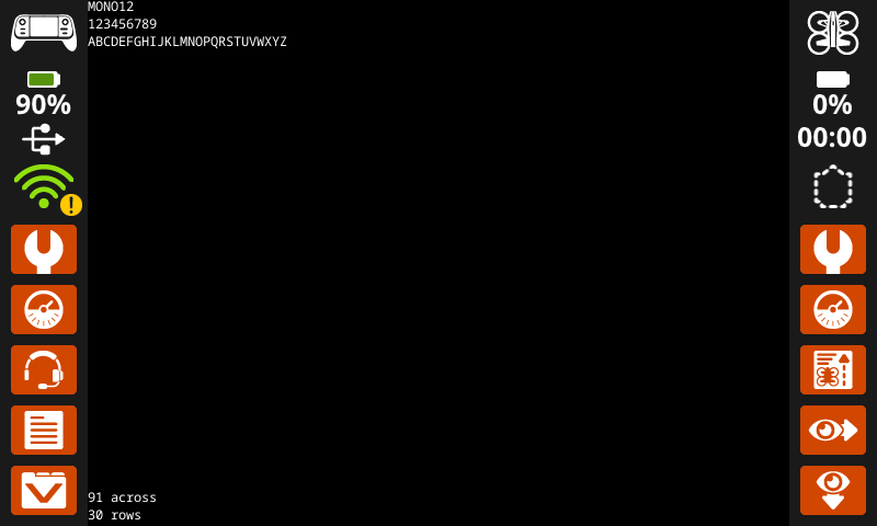 控制器屏幕打印了MONO 12字体的数字和字母，屏幕底部横排90行，共37行。