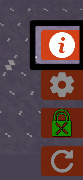 Vertical toolbar with the information icon highlighted, showing a white ‘i’ inside an orange square.