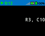 A screenshot of the EXP Brain showing "R3, C10" printed on the screen.