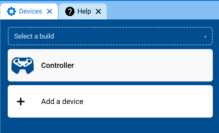 Screenshot of the Devices tab, showing Controller in the list of devices.