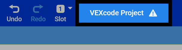 Screenshot of the VEXcode IQ (2nd gen) toolbar, with the project name VEXcode Project highlighted.