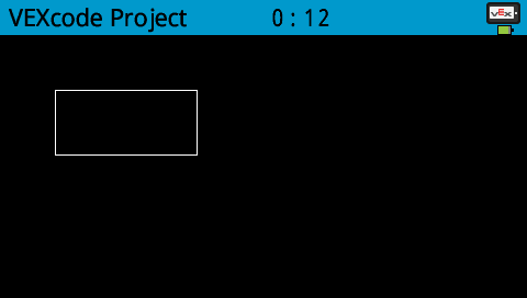 The robot’s screen shows a rectangle with a thin white border on the screen.