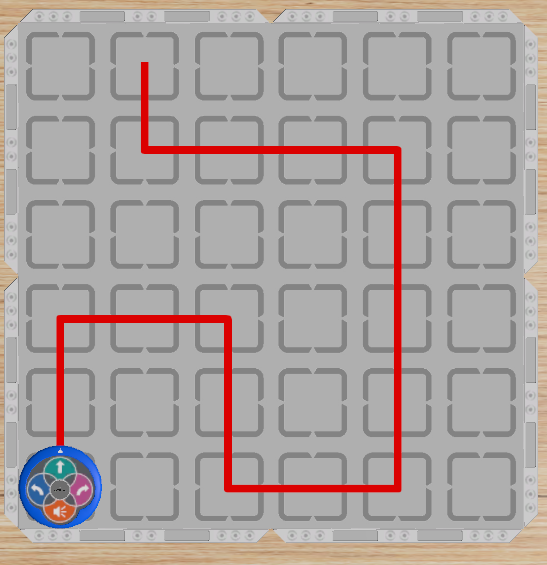 123 Playspace 中的 Path Finder 活动选择屏幕，显示自定义机器人起始位置的选项。