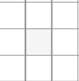 A 3 by 3 grid showing a white square in the center.