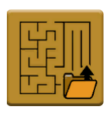 The Wall Maze+ playground Upload Maze button, showing a maze and a folder with an upward arrow.